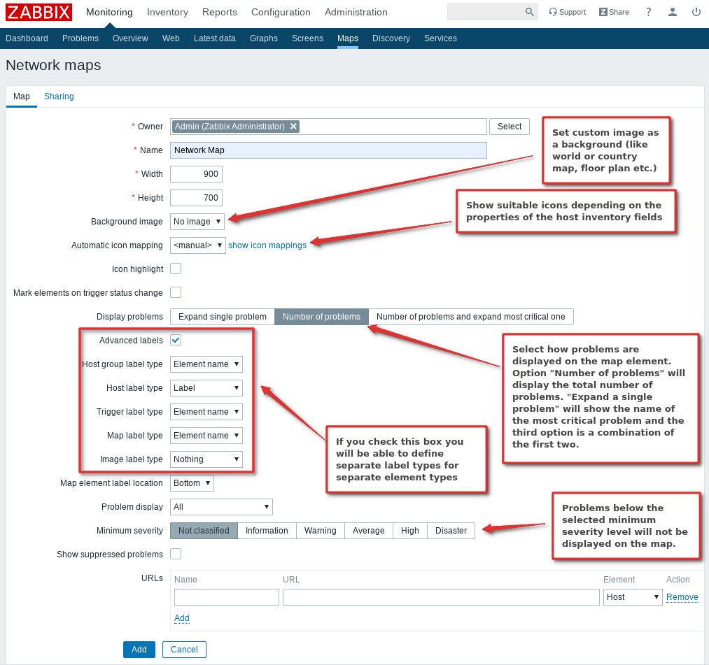 Географическая карта zabbix